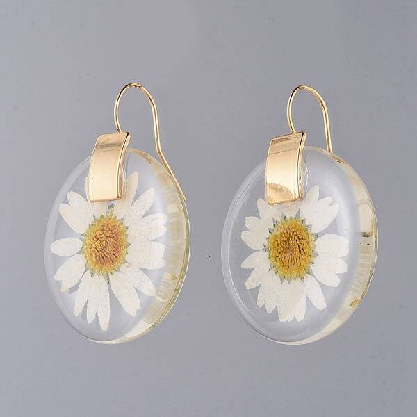 Alloy Resin Dangle Earrings