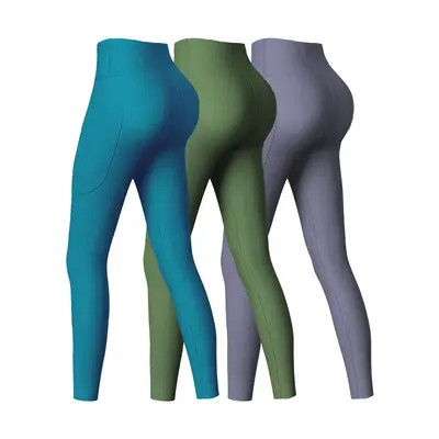 1/2/3 Pack Pet Hair Resistant Solid High Waist Tummy Control Sidepocket Training Ultrasculpt Gym Yoga Leggings Dog Cat #Summe...