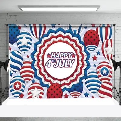 Red Blue Balloon July 4 Independence Day Backdrop - Aperturee