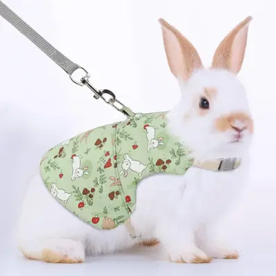 Cartoon Rabbit & Tropical Plants Print Pet Harness, Breathable Pet Lead, Outdoor Pet Supplies for Small Animals