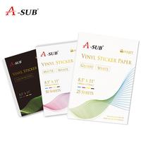 A-SUB Waterproof glossy vinyl sticker paper 25/50 sheet + glow-in-the-dark sticker,8.5x11 \