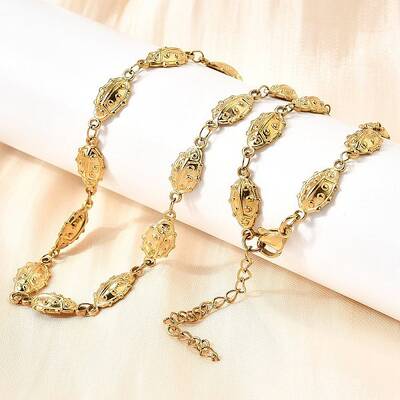 304 Stainless Steel Ladybug Link Chain Necklaces for Women Men