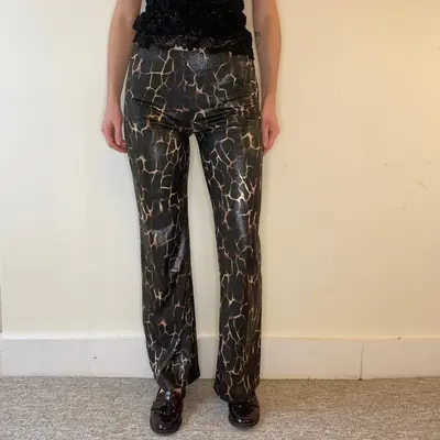 Unbranded Animal print Trousers - 28W UK 10 Black Polyester