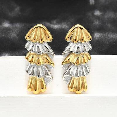 304 Stainless Steel Two-tone Stud Earrings for Women