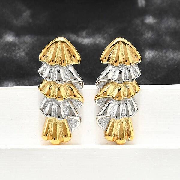 304 Stainless Steel Two-tone Stud Earrings for Women