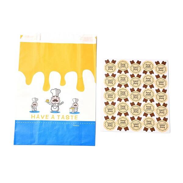 Rectangle with Cooks Pattern Paper Baking Bags