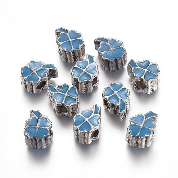 Antique Silver Plated Alloy Enamel European Beads