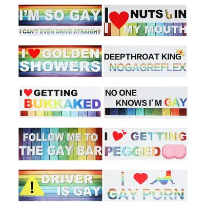 10 Pcs Bumper Decals Funny LGBT Stickers Rainbow Bumper Prank Car Stickers Colorful Car Accessories for Truck Vehicle Luggage...
