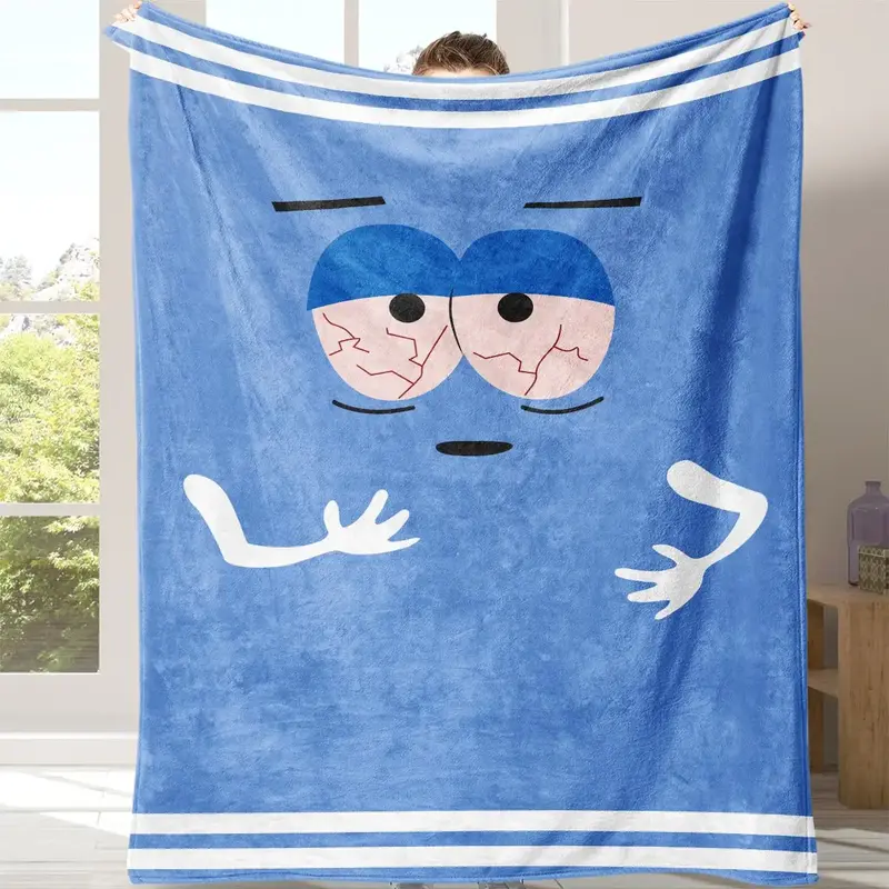 Cartoon Tired Eyes & Hands Pattern Flannel Blanket, 1 Count Soft Comfortable Air-conditioned Room Throw with Storage Bag, War...