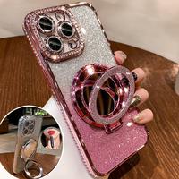 Magnetic Kickstand Glitter Case For iPhone 16 15 14 13 12 11 Pro Max [Compatible with Magsafe] Bling Sparkly Rhinestone Diamo...