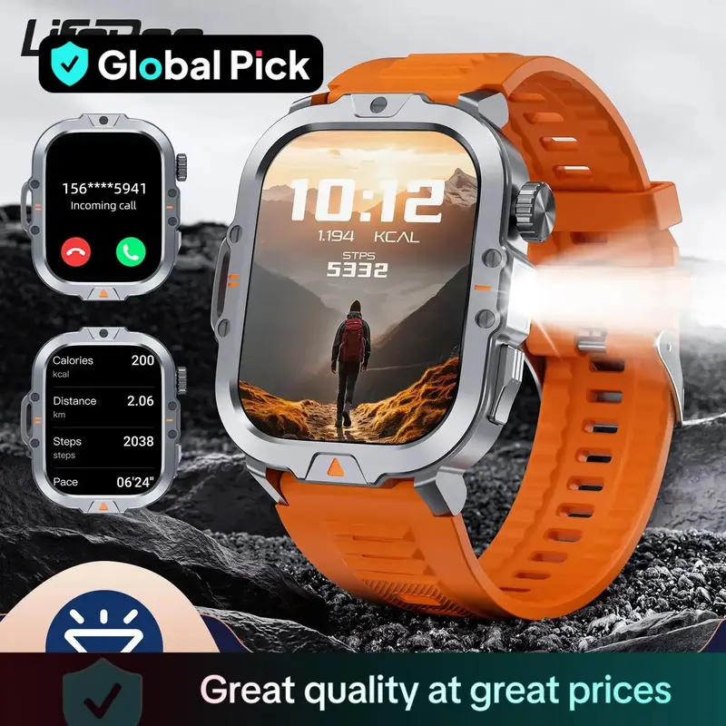 Global Pick LIFEBEE 2.01 Inch Multifunctional Smart Watch, Fashion Digital Watch with Flashlight, Sports Watch with Heart Rat...