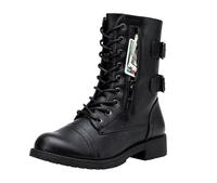 Women's 928+29 Military Combat Boots Mid Calf Boots with Card Knife Wallet Pocket мартинсы  обувь Girl Rubber Wa...