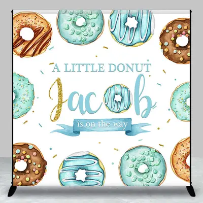 Aperturee Little Donut Candy Custom Name Baby Shower Backdrop - Aperturee