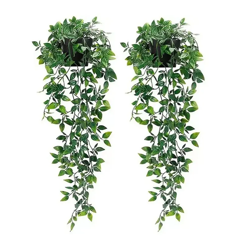Artificial Hanging Vine Plants in Pots, 2 Counts Faux Plant with Pot, Decorative Plant for Home and Office Indoor and Outdoor...