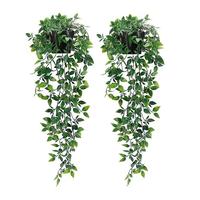 Artificial Hanging Vine Plants in Pots, Faux Plant with Pot, Decorative Plant for Home and Office Indoor and Outdoor Garden S...