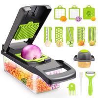 [New Deal] LIMITLESS 13-in-1 Vegetable Chopper: Multifunctional Onion Slicer, Dicer with 8 Blades, Colander Basket, and Conta...