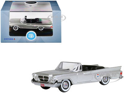 1961 Chrysler 300G Convertible Sheffield Silver Metallic 1/87 (HO) Scale Diecast Model Car by Oxford Diecast