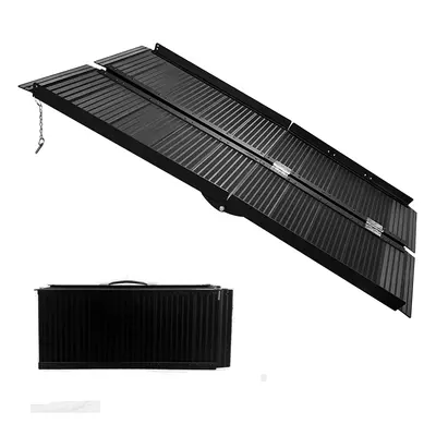 Garvee 5FT Portable Wheelchair Ramp - 600LB Aluminum Folding w/Non-Slip Black Finish Rustproof for Home Entryways & Stairs