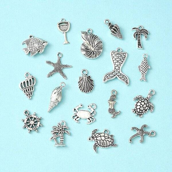 18Pcs 18 Style Tibetan Style Alloy Pendants