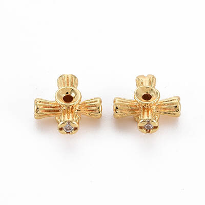 Brass Clear Cubic Zirconia Beads