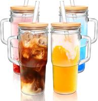 24oz Mason Jar with Handle-Glass Tumbler with Lid and Straw Wide Mouth Reusable Drinking Glasses,Valentines Gifts for Her,Gif...