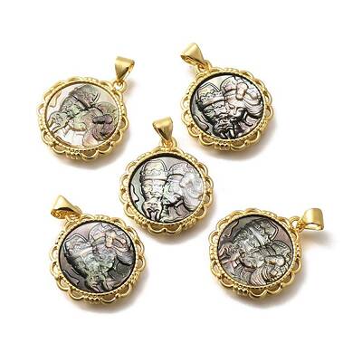 Brass with Natural Shell Carved Pendants