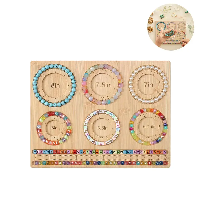 Wooden Beading Board, 1 Count Jewelry Design Size Board, DIY Jewelry Making Tray, Jewelry Making Supplies for Bracelet & Ne...