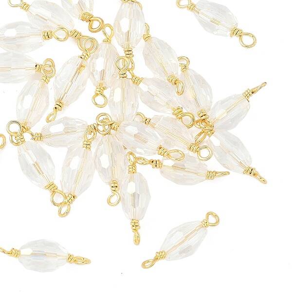 Faceted Clear Glass Oval Connector Charms