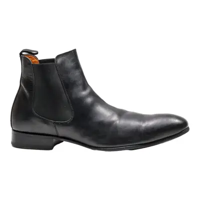 DELPOL Ankle Boots Black Leather Mens UK 7
