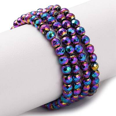 Electroplate Non-magnetic Synthetic Hematite Beads Strands