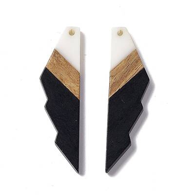 Opaque Resin & Walnut Wood Big Pendants