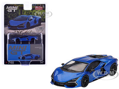 Lamborghini Revuelto Blu Eleos Blue Metallic Limited Edition to 8400 pieces Worldwide 1/64 Diecast Model Car by Mini GT