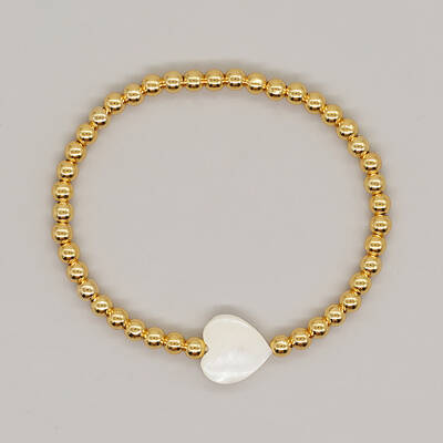 Gold Brass Round Beaded Stretch Bracelets