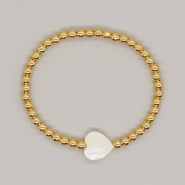 Gold Brass Round Beaded Stretch Bracelets