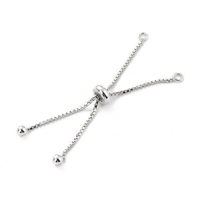 925 Sterling Silver Box Chain with Stop Beads and Loops