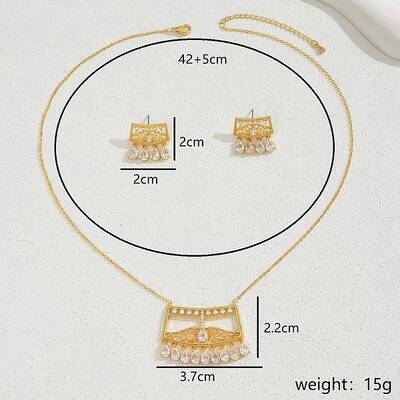 Luxurious Middle Eastern Style Copper Jewelry Set with Zirconia Stones.
