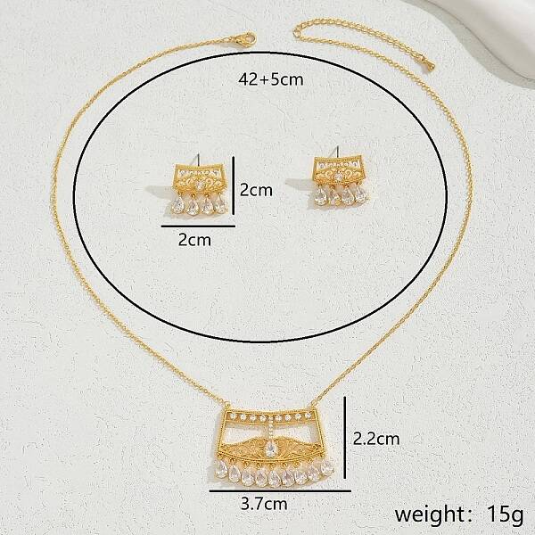 Luxurious Middle Eastern Style Copper Jewelry Set with Zirconia Stones.