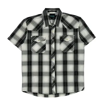 Southpole Checked Short Sleeve Shirt - XL Black & White Cotton | Size: x-large