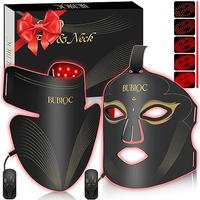 Red light mask set, LED mask, five-level brightness adjustment, suitable for face and neck, portable mask with power storage ...