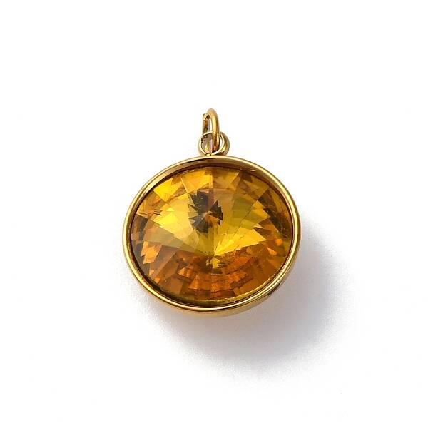 316 Stainless Steel Faceted Glass Pendants