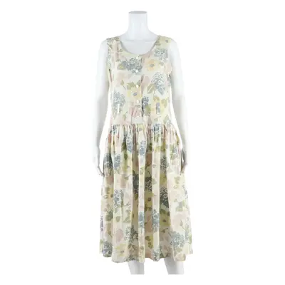 Womens Day Dress Beige Floral Sleeveless Midi M