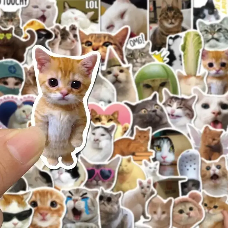 Cute Cat Pattern Sticker, Funny Happy Cat Sticker, Waterproof Self Adhesive Decor Decals, Decorative Sticker for Car, Bicycle...