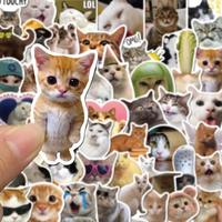 Cute Cat Pattern Sticker, Funny Happy Cat Sticker, Waterproof Self Adhesive Decor Decals, Decorative Sticker for Car, Bicycle...