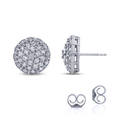 Lab Created Cluster Diamond Stud Earrings | White Gold 3/4 ct. tw.