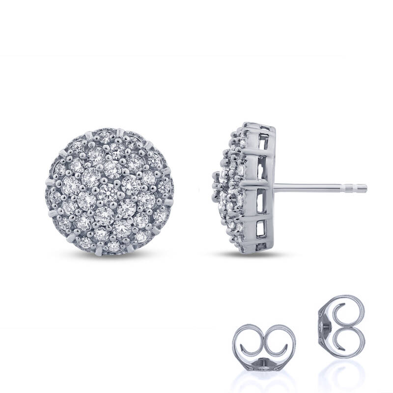 Lab Created Cluster Diamond Stud Earrings | White Gold 3/4 ct. tw.