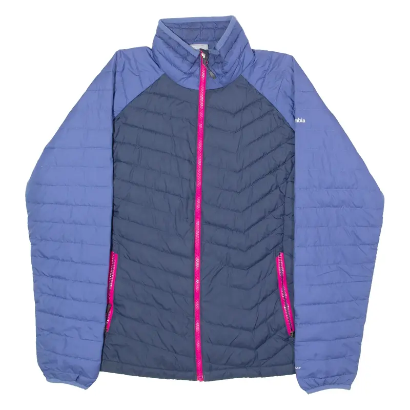 COLUMBIA Womens Puffer Jacket Blue Colourblock XL