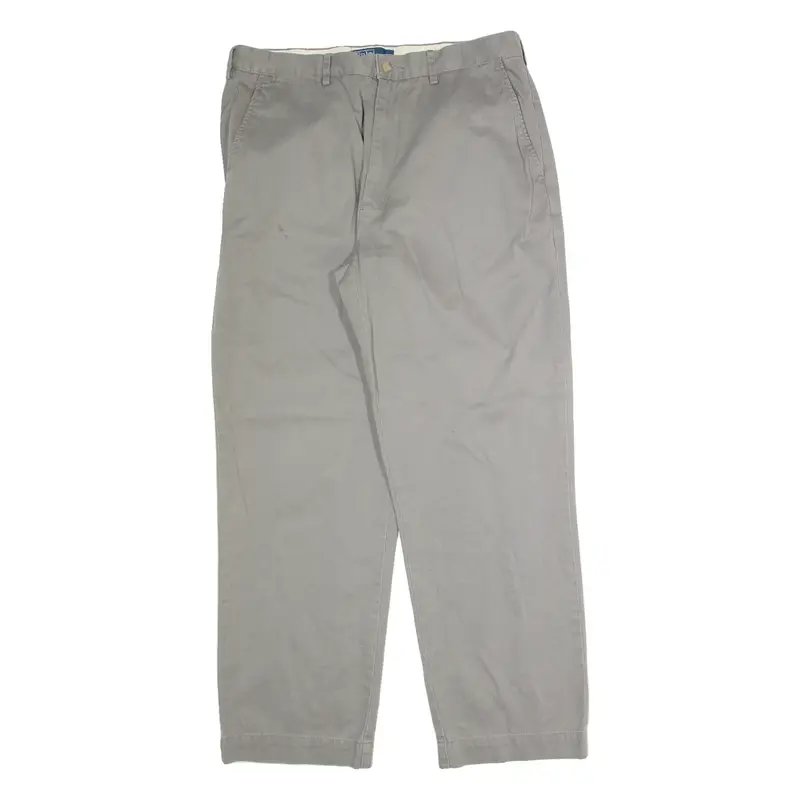 POLO RALPH LAUREN Pleated Chino Mens Trousers Grey Regular Straight W35 L30