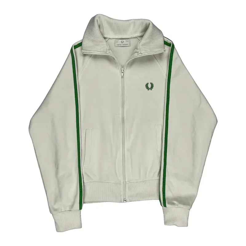 Fred Perry Zip Up - Small White Cotton Blend | Size: small