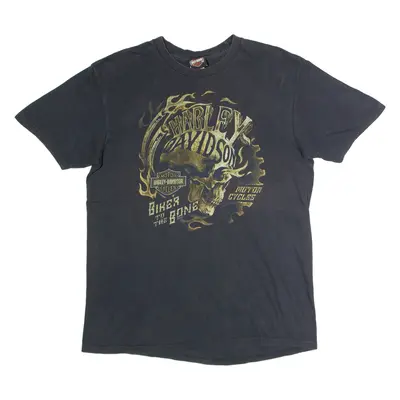 HARLEY DAVIDSON Bundaberg QLD Australia Mens Biker T-Shirt Grey Crew Neck L