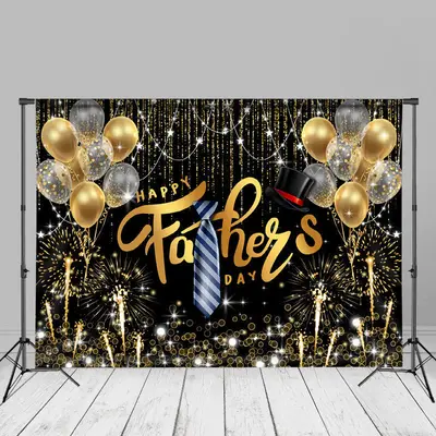 Balloons Sparkling Black Bokeh Fathers Day Backdrop - Aperturee
